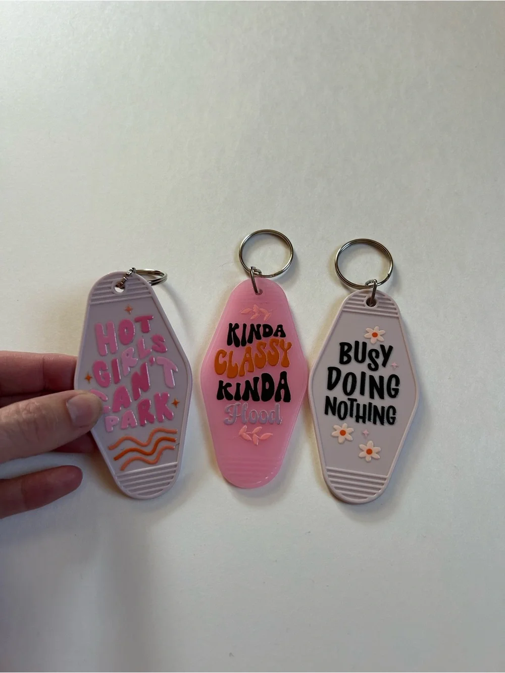 Set of 3 Sassy Girlhood Quote Retro Motel Keychains Custom Gift